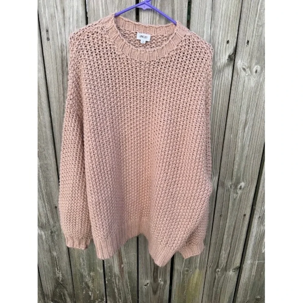 Boho Cottagecore Lane 201 Chunky Knit Sweater M Blush Pink SWT8824 Pullover